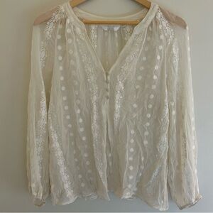 Anthropologie ZOA Elegant Sheer White Blouse size XS